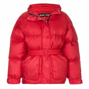 Ienki Ienki Berlin Red Belted Puffer Coat Small Goose Down Winter Blogger Fav